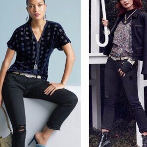 Cabi Slim Boyfriend Jeans Black Distressed Size 8 ✨50% Off Bundles 3+